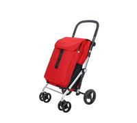 Carlett - Einkaufswagen, Faltbarer Supermarkt-Trolley, mit 4 regenfesten Rädern und einem großen Fassungsvermögen von 32kg, Haupttasche 64L, Thermotasche 10,5L und Hecktasche - Farbe Rot