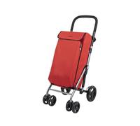 Carlett Einkaufstrolley mit 4 Rädern, faltbar, mit Abnehmbarer 48-L-Tasche, bis 25 kg und 10-L-Thermofach, höhenverstellbarem Griff, Sicherheitsbremse, auf 2 Räder umstellbar, leicht - Lite Duo, Rot
