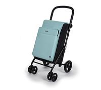 Carlett - Einkaufswagen, Faltbarer Supermarkt-Trolley, mit 4 regenfesten Rädern und einem großen Fassungsvermögen von 32kg, Haupttasche 64L, Thermotasche 12L und Hecktasche - Farbe Grün