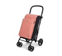 Carlett Faltbarer Einkaufstrolley mit 4 Rädern, erweiterbarer Tasche 62 L, 12-L-Thermofach, höhenverstellbarem Griff, Sicherheitsbremse und 360°-drehbaren Rädern - Urban Family, Lachs