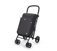Carlett - Einkaufstrolley, Faltbarer Supermarkt-Trolley, mit 4 regenfesten Rädern und Einer großen Kapazität von 32kg, Haupttasche 64L, Thermotasche 12L und Hecktasche - Farbe: Schwarz