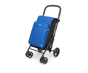 Carlett Faltbarer Einkaufstrolley mit 4 Rädern, erweiterbarer Tasche 62 L, 12-L-Thermofach, höhenverstellbarem Griff, Sicherheitsbremse und 360°-drehbaren Rädern - Urban Family, Blaue