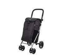 CARLETT | Einkaufstrolley mit 4 Rädern | Lett430 CLASSIC duo | Zusammenklappbarer Einkaufswagen mit großer Kapazität, 25kg, 53L Einkaufstasche, 9L Thermotasche und Rückenfach | Volcano Schwarz