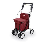 Carlett - Lett800 Comfort Move | Einkaufstrolley | 4-Rad Faltbarer Einkaufswagen | Medizinprodukt der Klasse I | Abnehmbare Tasche 29 l/15 kg | Rollator mit Sitz | Ablagefach | Rot..