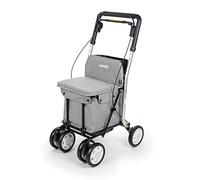 Carlett - Lett800 Comfort Move | Einkaufstrolley | 4-Rad Faltbarer Einkaufswagen | Medizinprodukt der Klasse I | Abnehmbare Tasche 29 l/15 kg | Rollator mit Sitz | Ablagefach | Hellgrau