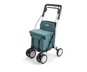 Carlett - Lett800 Comfort Move | Einkaufstrolley | 4-Rad Faltbarer Einkaufswagen | Medizinprodukt der Klasse I | Abnehmbare Tasche 29 l/15 kg | Rollator mit Sitz | Ablagefach | Grün