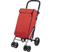 Carlett Einkaufstrolley mit 4 Rädern, faltbar, mit Abnehmbarer 48-L-Tasche, bis 25 kg und 10-L-Thermofach, höhenverstellbarem Griff, Sicherheitsbremse, auf 2 Räder umstellbar, leicht - Lite Duo, Rot