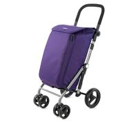 Carlett - Lite Duo Lett430 | Klappwagen für Supermarkt | 4 Räder | Verstellbarer Lenker und Sicherheitsbremse | 48L erweiterbare Tasche | Thermotasche 10L | Violett