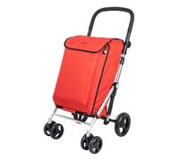 Carlett - Lite Family Lett470 | Warenkorb | Zusammenklappbarer Einkaufswagen | 4 Räder | Verstellbarer Lenker und Sicherheitsbremse | Erweiterbare Tasche 58L | Kühltasche 12L | Rot