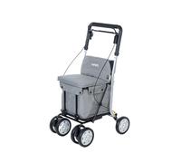 Carlett - Supermarkt-Einkaufswagen - Medizinisch geprüft - Sitz mit integrierter Rückenlehne - 4 Räder mit 3 Positionen - Kapazität 15 kg - Abnehmbare Tasche 29L - Farbe Hellgrau