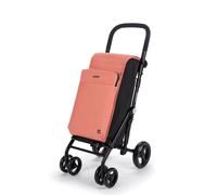 Carlett - Einkaufstrolley, Faltbarer Supermarkt-Trolley, mit 4 regenfesten Rädern und einem großen Fassungsvermögen von 25kg, Haupttasche 50L, Thermotasche 10L und Hecktasche - Lachsfarben
