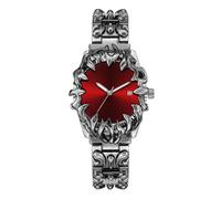 CARLIEN Gothic Edelstahl Kralle Uhr - Europäischer & Amerikanischer Stil Ausgefallene Form Leuchtende Wasserdichte Quarz Armbanduhr für Herren Fashion Statement Piece, Rot/Ausflug, einfarbig (Getaway