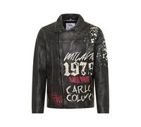 Carlo Colucci Airbrush Lederjacke Schwarz, XL