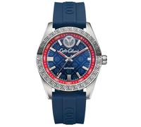 Carlo Colucci CC304-2 Herrenuhr Blau Silikon Saphirglas 10 ATM Edelstahl Silberfarben Quarzwerk 42,5 mm