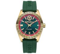 Carlo Colucci CC305-2 Herrenuhr für Herren, Goldfarbenes Edelstahlgehäuse, Grünes Silikonband, Saphirglas, Japanisches Quarzwerk, 10 ATM, 42,5 mm