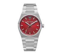 Carlo Colucci CC600-3 Herrenuhr mit Edelstahlband Saphirglas 40 mm Silberfarben Weinrot