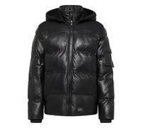Carlo Colucci Leder Puffer Jacke Schwarz, M