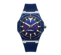 Carlo Colucci Silber gebürstete Edelstahluhr mit Silikonarmband Navy, OS