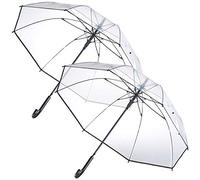 Carlo Milano Regenschirm durchsichtig: 2er-Set transparente Stock-Regenschirme, Stahl & Fiberglas, Ø 100 cm (Stockschirm, Schirm durchsichtig, Durchsichtiger)