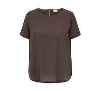 Shirtbluse ONLY CARMAKOMA "CARVICA SS TOP WVN NOOS", Damen, Gr. 44, chocolate martini, Web, Obermaterial: 97% Polyester, 3% Elasthan, unifarben, regular fit normal, Rundhals, Blusen, Materialmix, regu