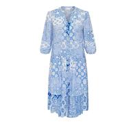 Tunikakleid ONLY CARMAKOMA "CARMILANA 3/4 DRESS WVN NOOS", Damen, Gr. 50, N-Gr, blau (princess blau aop:mix graphic), Web, Obermaterial: 100% Viskose, bedruckt, loose fit kniebedeckend, V-Ausschnitt,