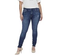 Skinny-fit-Jeans ONLY CARMAKOMA "CARWILLY REG SKINNY JEANS DNM REA" Gr. 42, Länge 32, blau (medium blue denim) Damen Jeans Röhrenjeans (17666450-42)