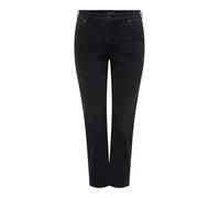 High-waist-Jeans ONLY CARMAKOMA "CARWILLY HW STRAIGHT DNM REA1099 NOOS", Damen, Gr. 44, Länge 32, schwarz (washed schwarz), Denim/Jeans, Obermaterial: 82% Baumwolle, 16% Polyester, 2% Elasthan, unifar
