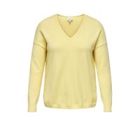 V-Ausschnitt-Pullover ONLY CARMAKOMA "CARMARGARETA LS PULLOVER KNT NOOS", Damen, Gr. L, sunlight detail:melange, Strick, Obermaterial: 50% Viskose, 27% Nylon, 23% Polyester, meliert, normal normal, V-