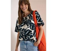 Carmen-Bluse mit Kurzarm und Blätterprint
