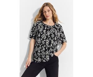 Carmenbluse CECIL, Damen, Gr. XS (36), schwarz, Stoff, 100% Viskose, bedruckt, normal normal, Rundhals, Bündchen, Blusen, aus softer Viskose (99925817-XS) schwarz