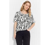Carmenbluse CECIL, Damen, Gr. XS (36), weiß (vanilleweiß), Stoff, 100% Viskose, bedruckt, normal normal, Rundhals, Bündchen, Blusen, aus softer Viskose (30925753-XS) vanilleweiß