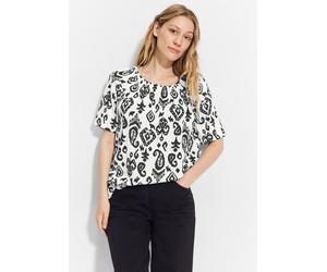 Carmenbluse CECIL, Damen, Gr. XS (36), weiß (vanilleweiß), Stoff, 100% Viskose, bedruckt, normal normal, Rundhals, Bündchen, Blusen, aus softer Viskose (30925753-XS) vanilleweiß