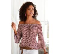 LASCANA Carmenbluse Damen sand-dunkelrot-bedruckt Gr.38