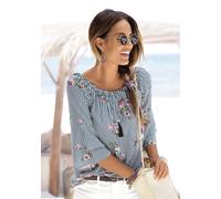 Carmenbluse LASCANA Gr. 42, blau (marine, weiß, gestreift) Damen Blusen (95182333-42) marine, weiß, gestreift