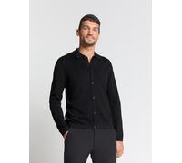 Carmenpullover NO EXCESS "No Excess Cardigan mit Knopfleiste Pullover Full Button Polo", Herren, Gr. L, schwarz, 50% Baumwolle, 50% Modal, Pullover Carmenpullover (90342205-L) schwarz