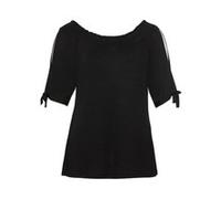 Carmenshirt SHEEGO "T-Shirt", Damen, Gr. 52/54, schwarz, 95% Viskose, 5% Elasthan, unifarben, Carmenausschnitt, Shirts (81619421-52) schwarz