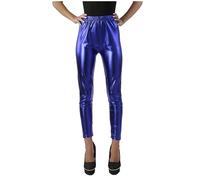 Carnavalife Leggings für Damen, lang, glänzend, elastisch, stylish, Sport, Metallic-Effekt, hoher Unisex, Frauen, schlicht, matt, ohne Glanz, für Yoga und