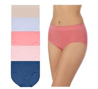Carole Hochman Damenunterwäsche, seidig weich, nahtlos, volle Abdeckung, Moderne Slips, 5er-Pack, Multipack, Normale und Übergrößen, True Navy/Powder Pink/Sunkissed Coral/Brunnera Blue/Bark, XL
