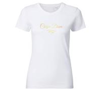 Carpe Diem Spruch T-Shirt Damen - Bio-Baumwolle | Nachhaltig & Fair | Metalleffekt Print Weiß Gold XL