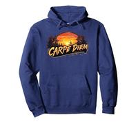 Carpe Diem Waldsonne Silhouette Pullover Hoodie, Unisex für Erwachsene, Marineblau, M