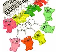Carpeta 12 x Schlüsselanhänger Reflektor * TEDDY * inkl. Schlüsselkette ┃ Perfekt für Schüler in der dunklen Jahreszeit ┃Schultüte Mitgebsel Kindergeburtstag ┃ Kinder lieben diesen Teddybär ✔