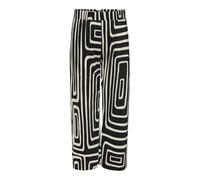 Schlupfhose ONLY CARMAKOMA "CARRAVENNA PLISSE AOP PANT JRS NOOS", Damen, Gr. XL, Länge 32, schwarz aop:oatmeal graphic, Jersey, Obermaterial: 100% Polyester, bedruckt, regular fit lang, Hosen Schlupfh