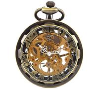 Carrie Hughes CH397 Taschenuhr, Vintage-Steampunk-Skelett, mechanisch, mit Kette, für Herren und Damen, CH397, Retro, Mode, Casual, Business, Steampunk