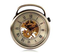 Carrie Hughes Herren-Armbanduhr, offenes Zifferblatt, Bronze, Steampunk-Stil, Skelett, mechanisch, mit Kette, tolles Geschenk One Size Tone CH336