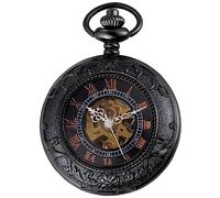 Carrie Hughes Herren Steampunk Barock Mechanische Taschenuhr mit Kette in Box CHPW9B