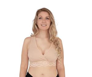 Carriwell Bio-Schlaf- & Still-Bustier - Äußerst Komfortables Baumwoll-Bustier mit Spitze, Atmungsaktiv, Weich & Nahtlos, Passt Sich Brustveränderungen an, S-XL
