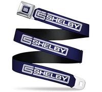 Carroll Shelby Gürtel Sicherheitsgurt Schnalle Gürtel Carroll Shelby CS Racing Logo Block Navy Weiß Verstellbar, Shelby, 1.5" Wide - Fits Pant Size 24-38