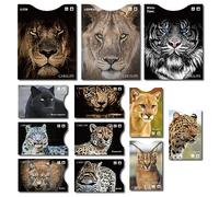 CARSLIFE 12 RFID-blockierende Hüllen (9 Kreditkarten & 3 Reisepassschutz) Premium Identitätsdiebstahlschutz sichere Hüllen Reiseetui Katzen-Design, Katzenmotiv, Kompakt