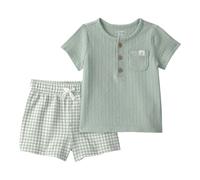 Carter's 2-tlg. Set Seersucker-Shorts und T-Shirt Karo 74 salbei/natur