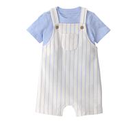 Carter's 2-tlg. Set T-Shirt und Latzhose Ringel 62 natur/hellblau